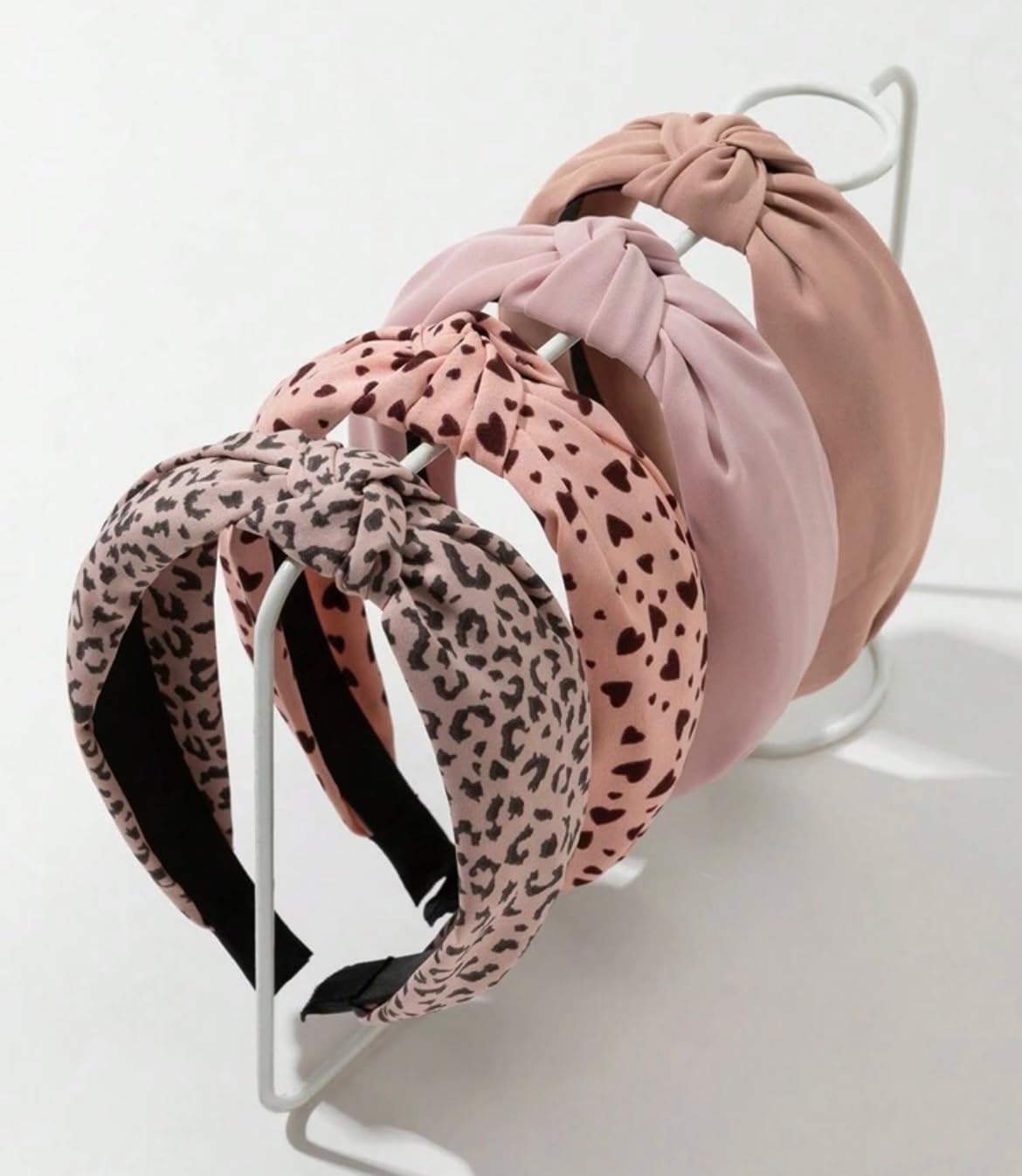 Huachi bandeau cheveux nœud rose cœur léopard, style tendance et tenue sûre.