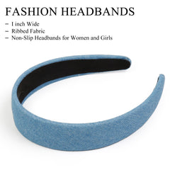Huachi bandeau denim durable, idéale pour cheveux courts ou longs.
