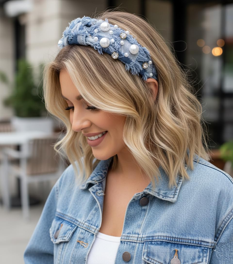 Huachi bandeau denim vintage – look décontracté et confortable.
