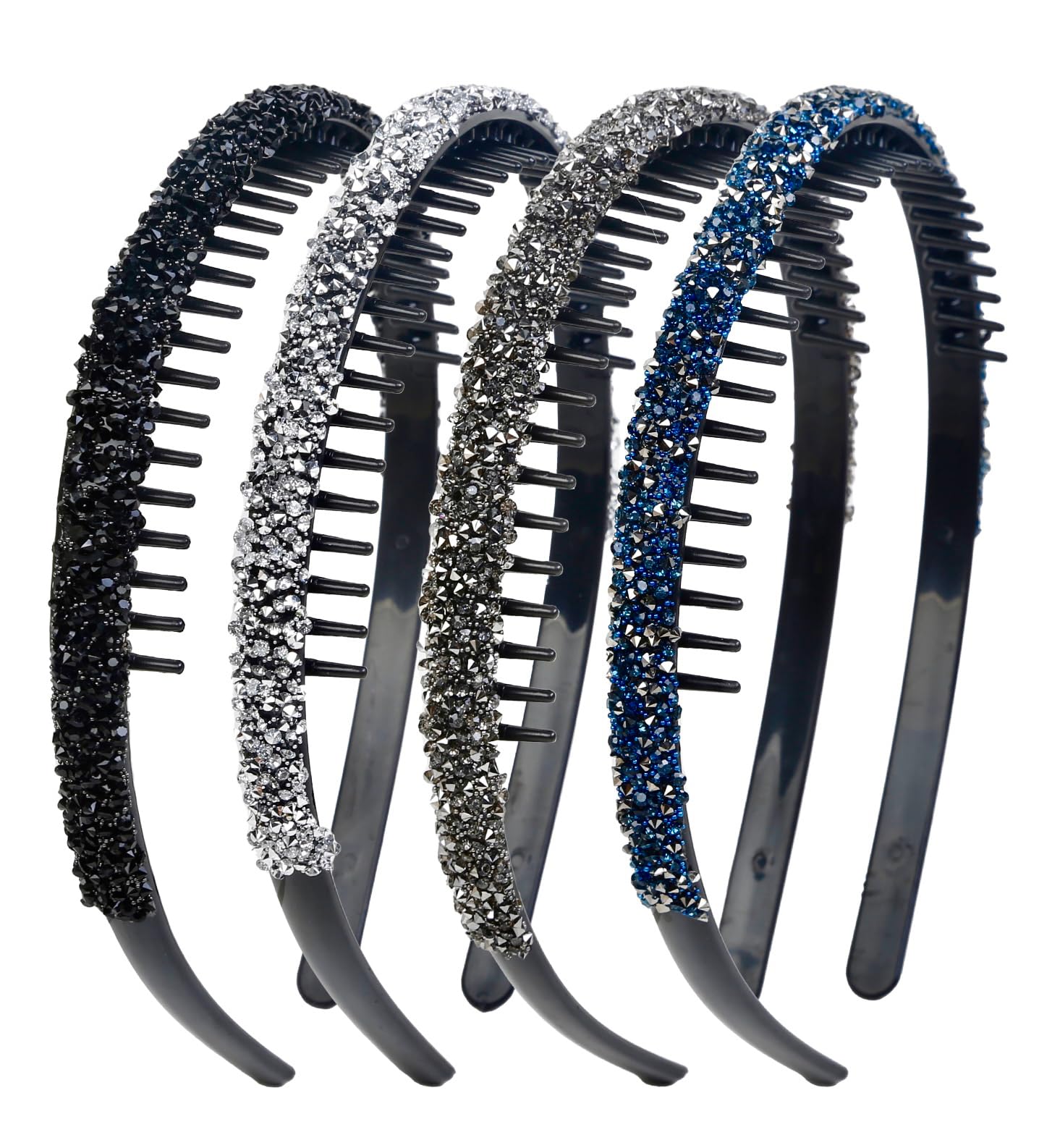 Bandeau Huachi dent cristal argent proche – éclat élégant pour cheveux.
