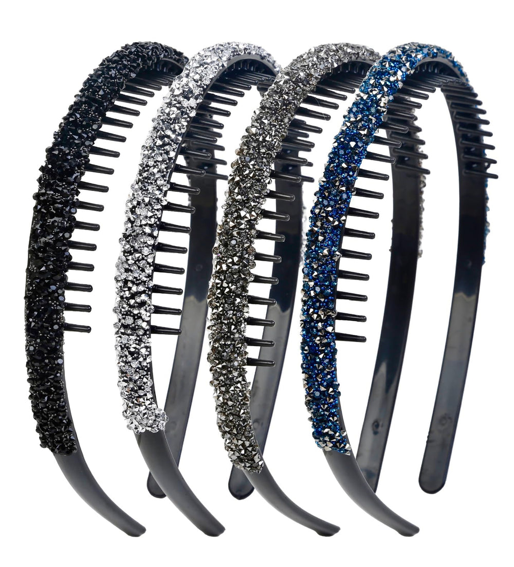 Bandeau Huachi dent cristal argent proche – éclat élégant pour cheveux.
