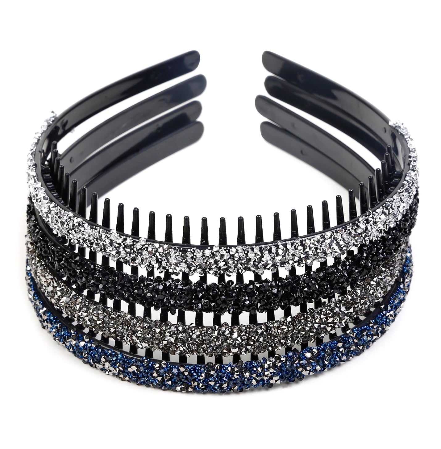 Bandeau Huachi dent cristal noir proche – allure chic et maintien.