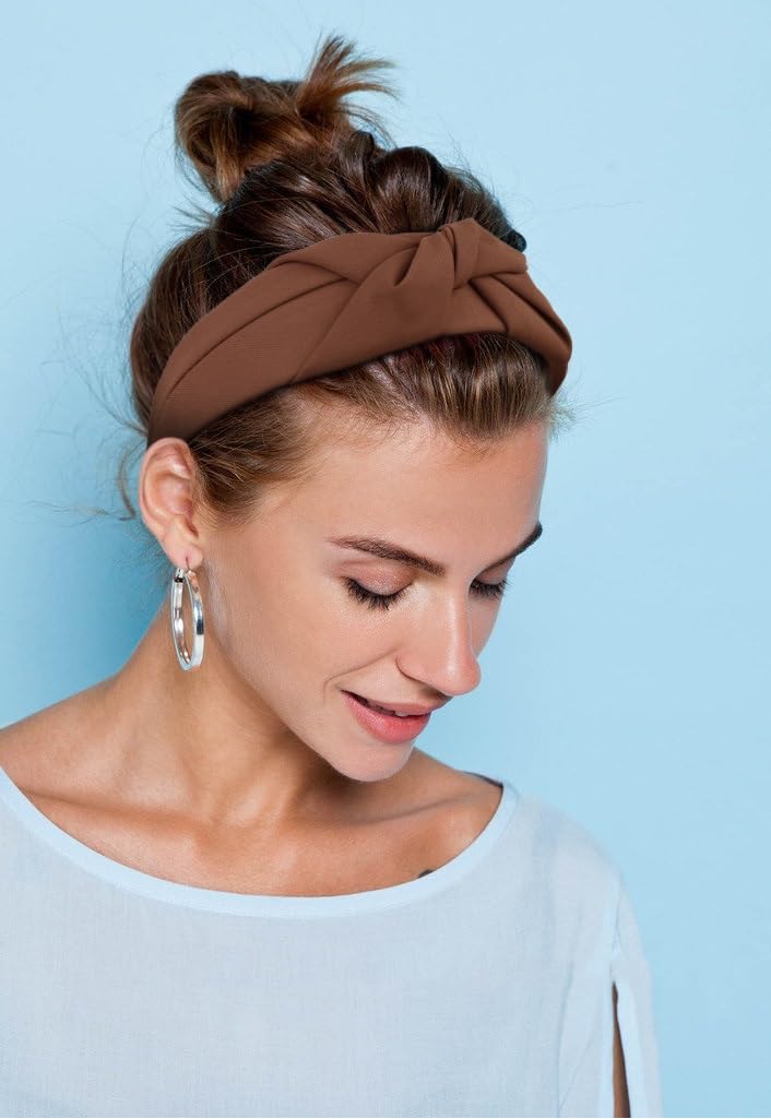 Huachi bandeau noué beige - vue arrière, maintien doux sans glissement.