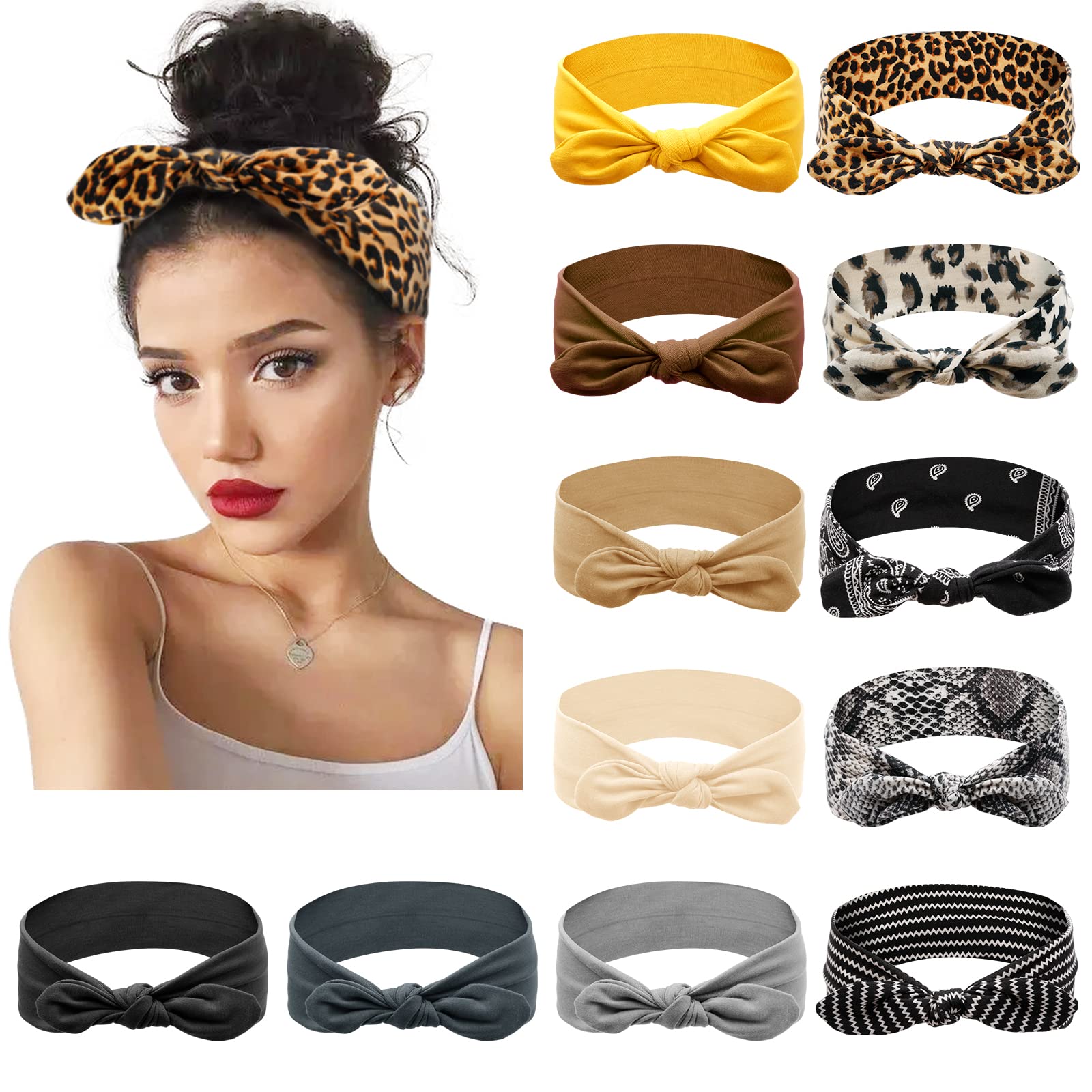 Bandeau Huachi noeud classique, confortable et élastique pour tous types de cheveux.
