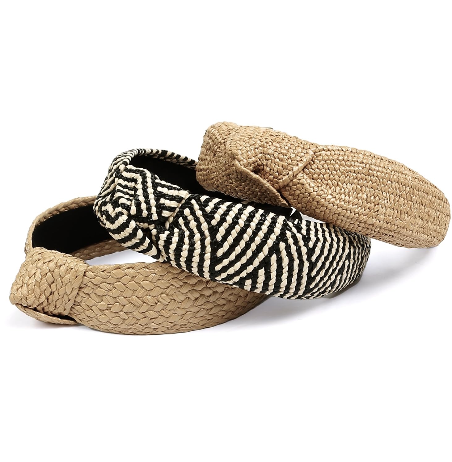 Huachi bandeau noeu paille beige, tissage moyen, accessoire polyvalent été.