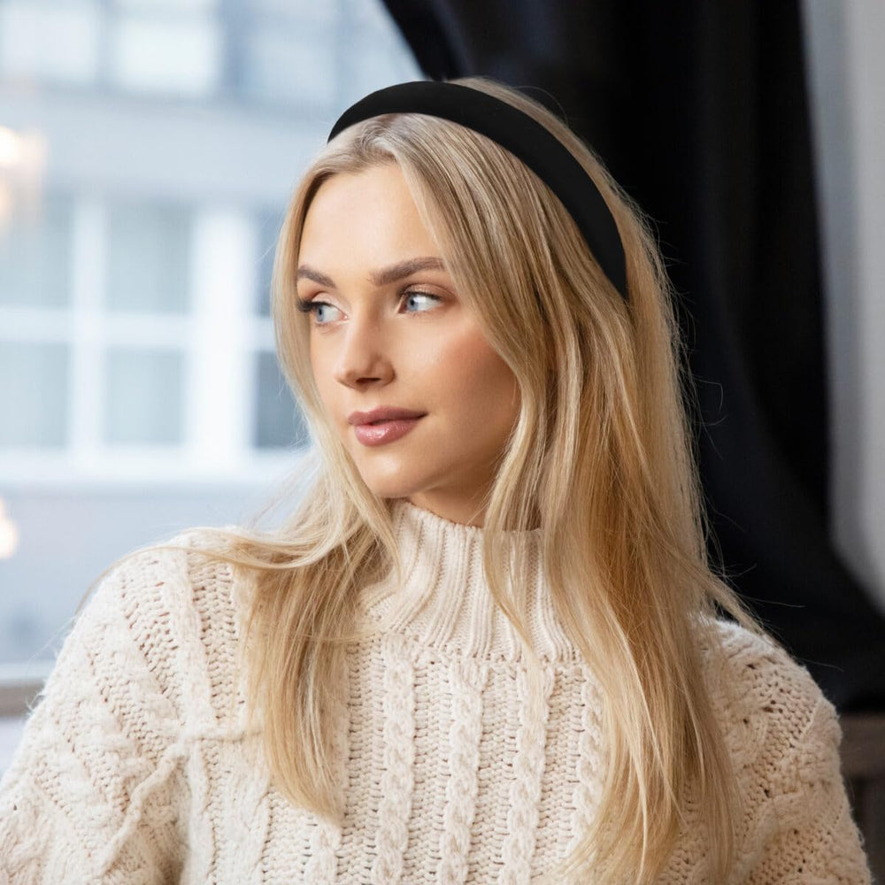 Huachi bandeau velours noir, idée cadeau chic pour femmes et filles.