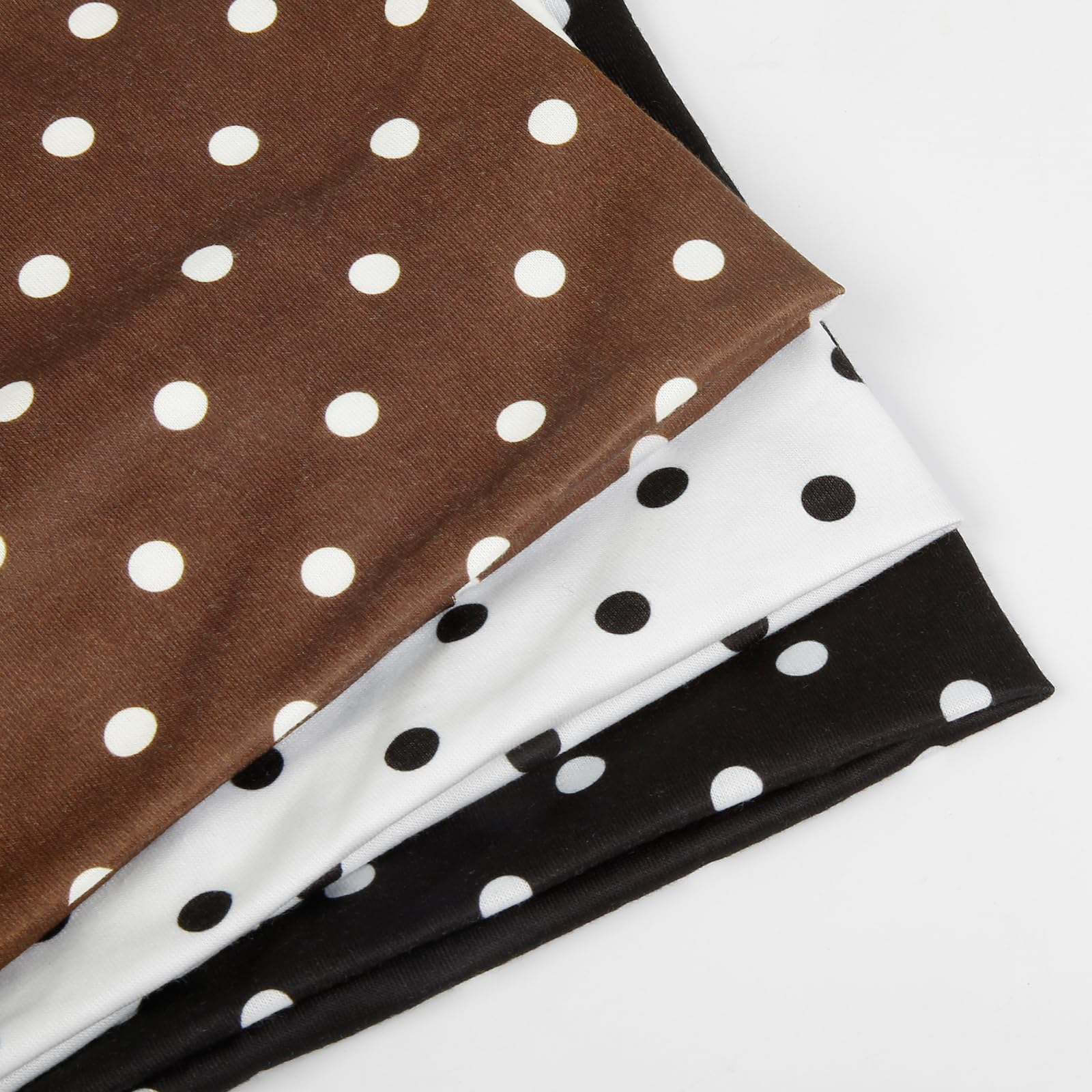 Bandeau Huachi pois brun en coton élastique, look boho polyvalent.