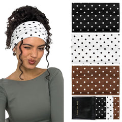 Bandeau Huachi pois noir en coton élastique, maintien sans glissement au quotidien.