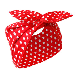 Huachi bandeau pois rouge-blanc avec noeud, style rétro pour cheveux.