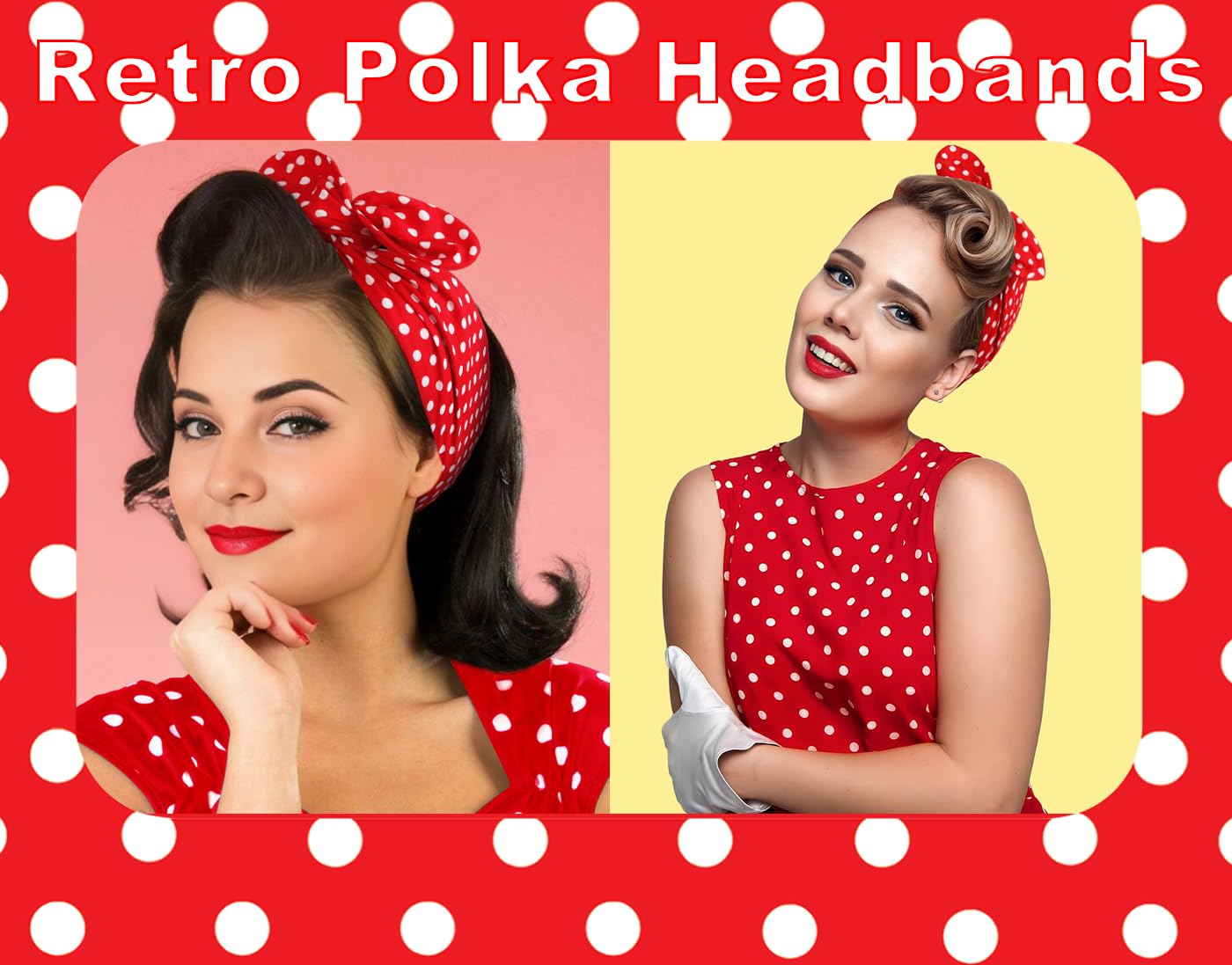 Huachi bandeau pois rouge pour fêtes et occasions.