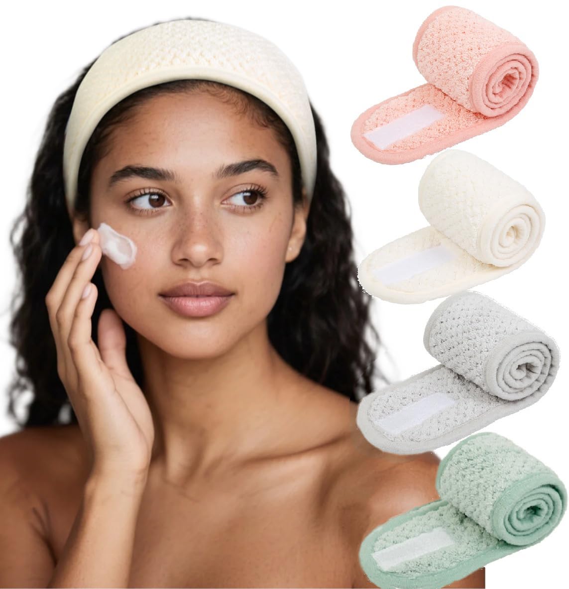 Huachi bandeau soin visage, douceur corail pour le rinçage et le soin.