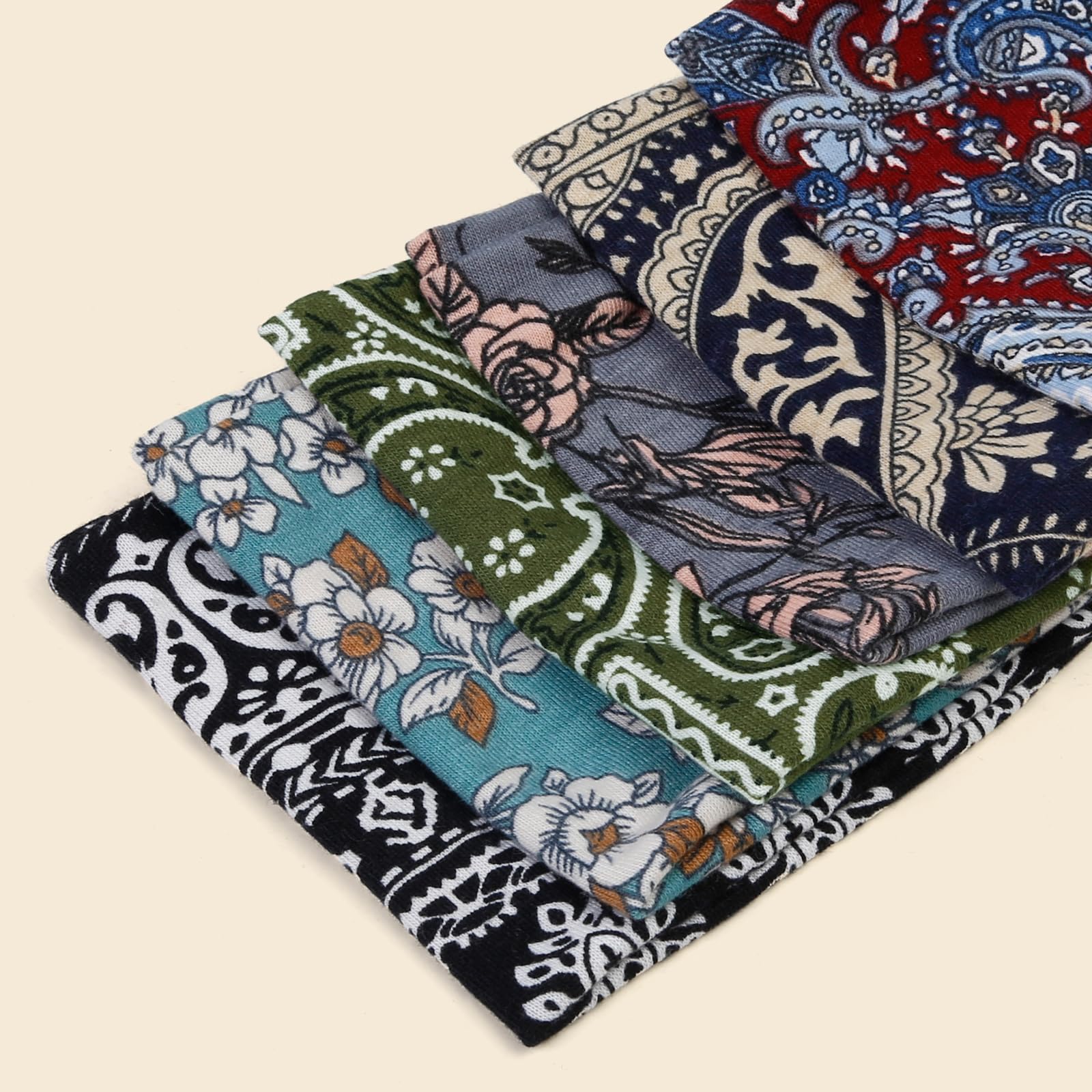 Bandeaux Huachi boho imprimé ensemble 02, style unique pour les activités quotidiennes.