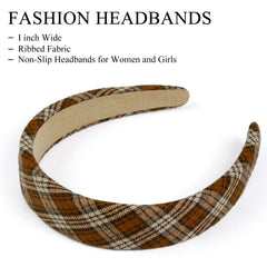Huachi Bandeau plaid noir – motif classique, maintien sûr pour toutes les longueurs.
