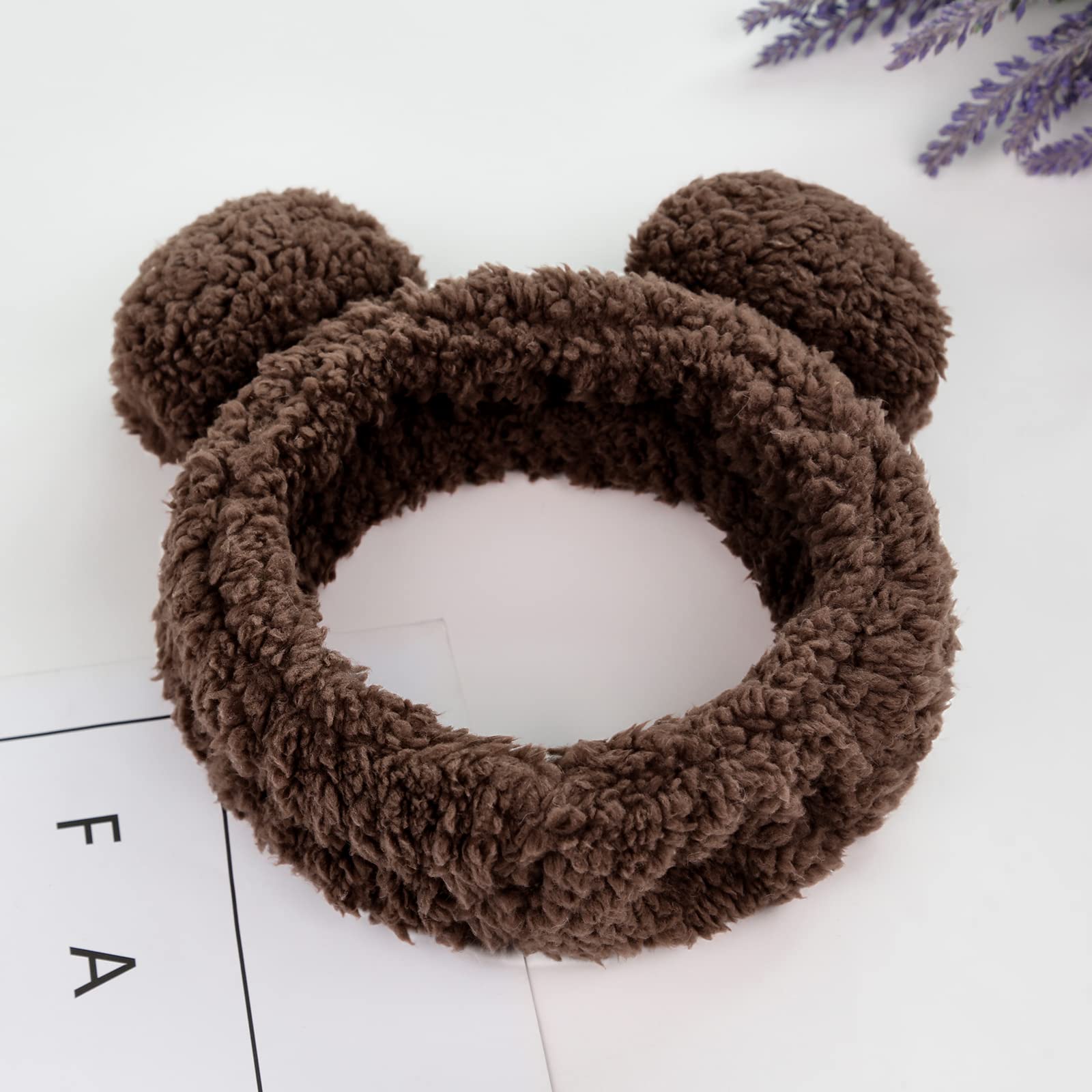 Huachi oreilles ours brun design mignon pour spa et maquillage