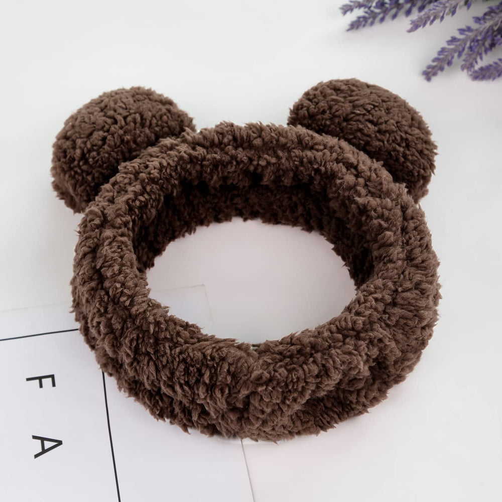 Huachi oreilles ours brun design mignon pour spa et maquillage