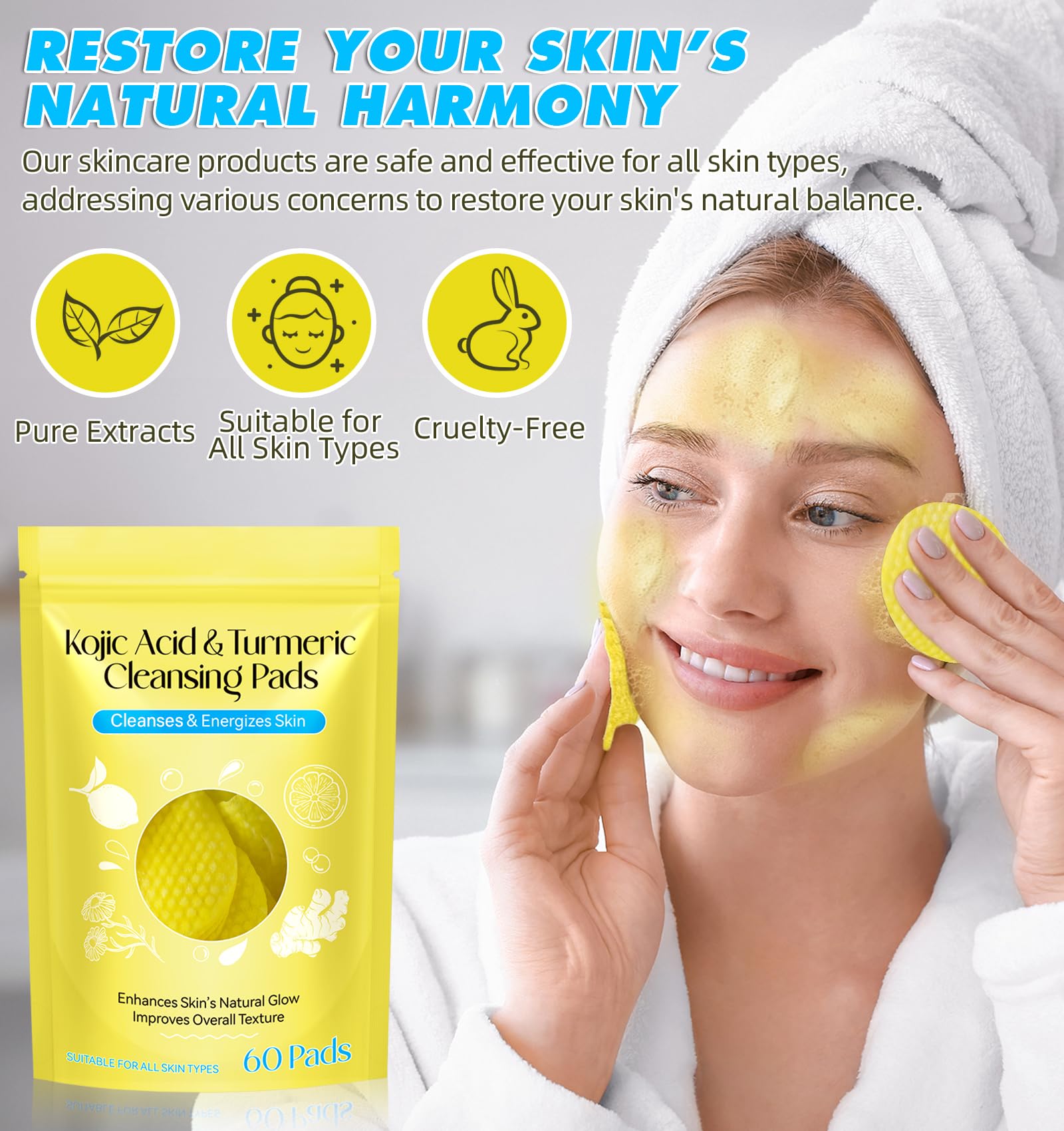 HUALIJIA Tampons Curcuma Kojique – utilisation-quotidienne simple et efficace.