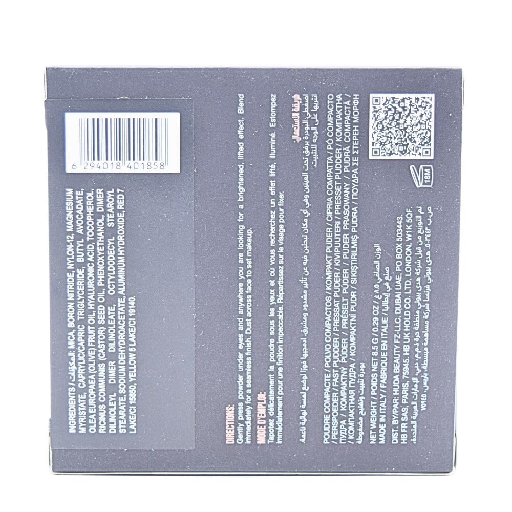 Pochette compacte portable HUDA BEAUTY Easy Bake pour retouches en déplacement.