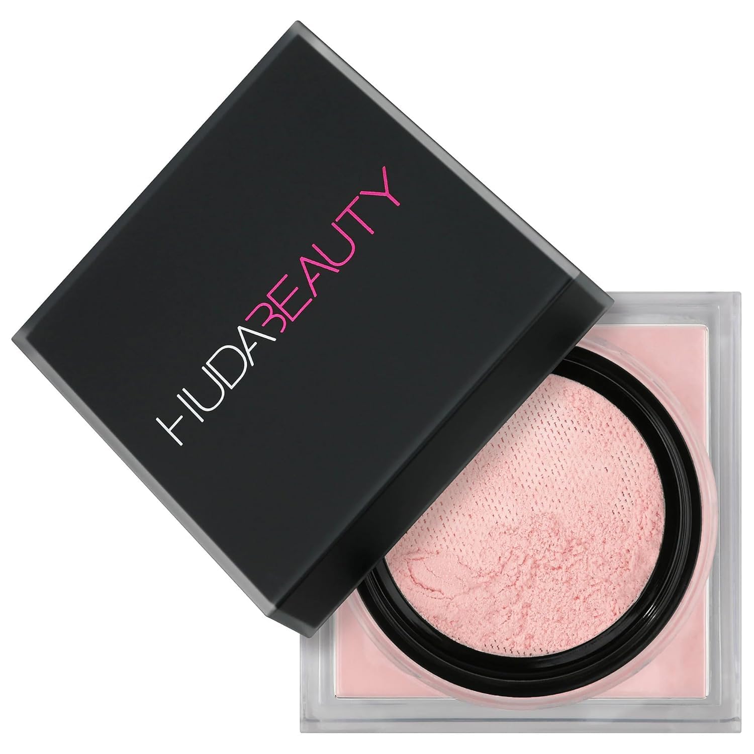 Poudre libre Huda Cherry Blossom, emballage compact pratique pour voyage.