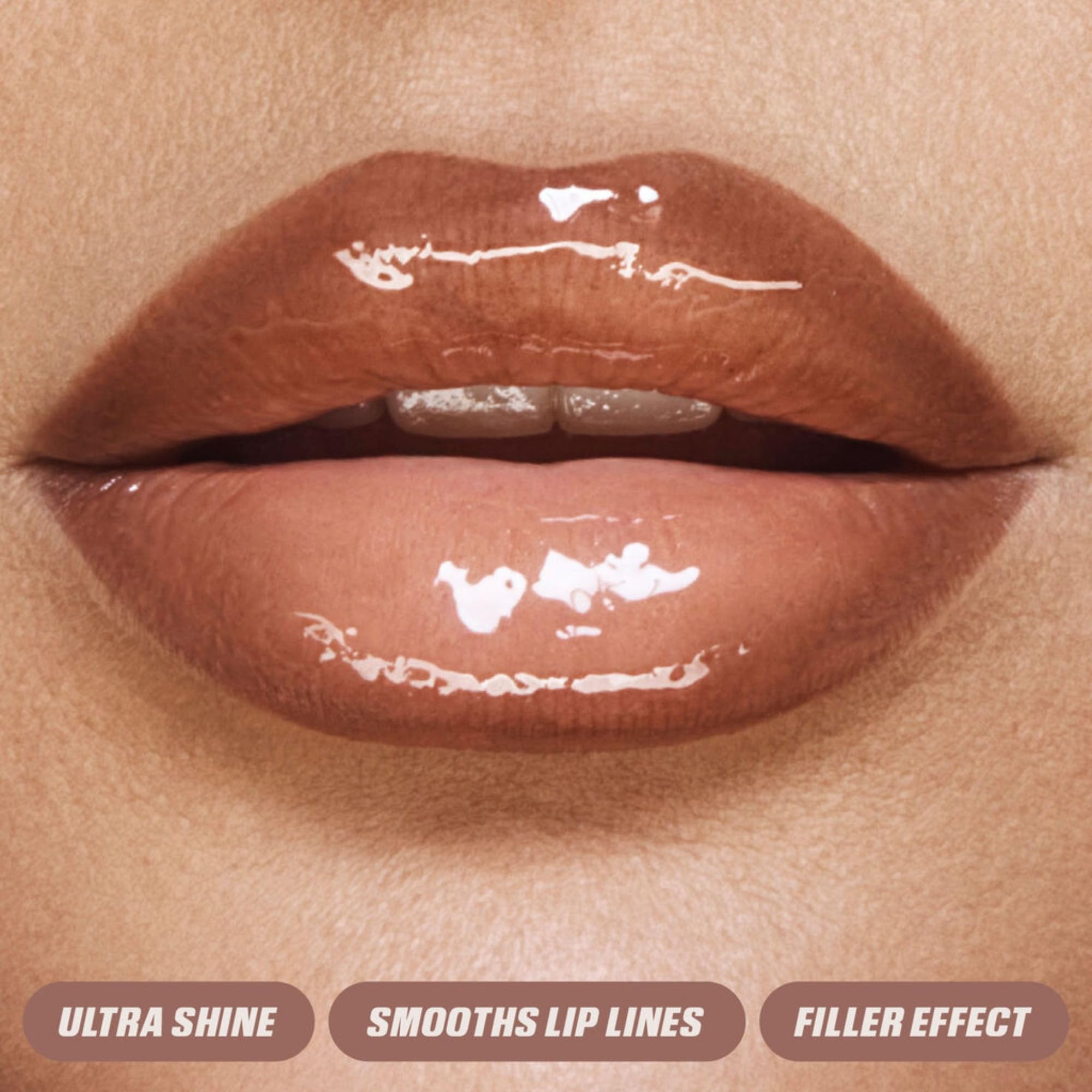 Finition brillante du gloss pour lèvres lumineuses et pulpeuses.