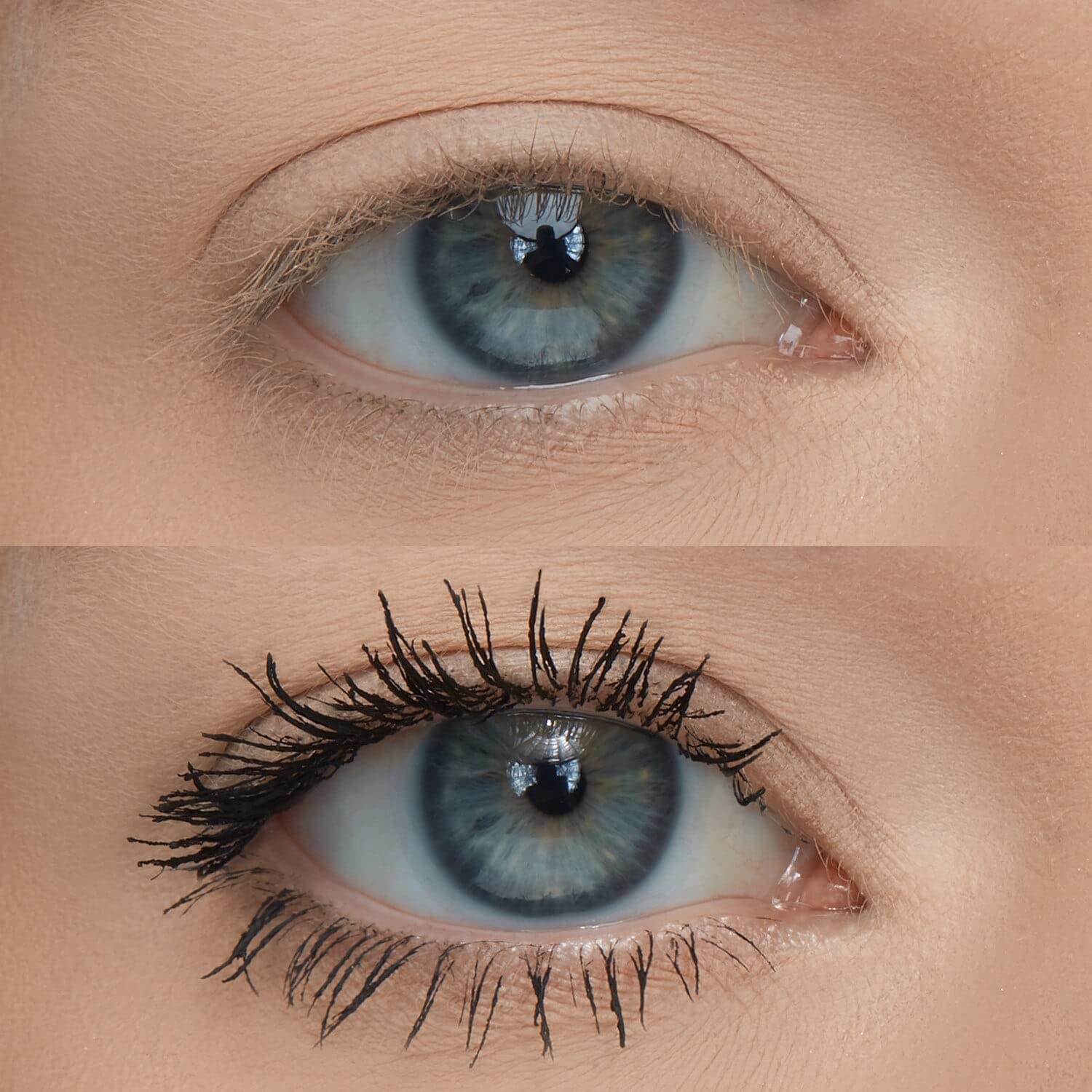 Huda Legit Lashes Application sur l'œil avec résultat clair.