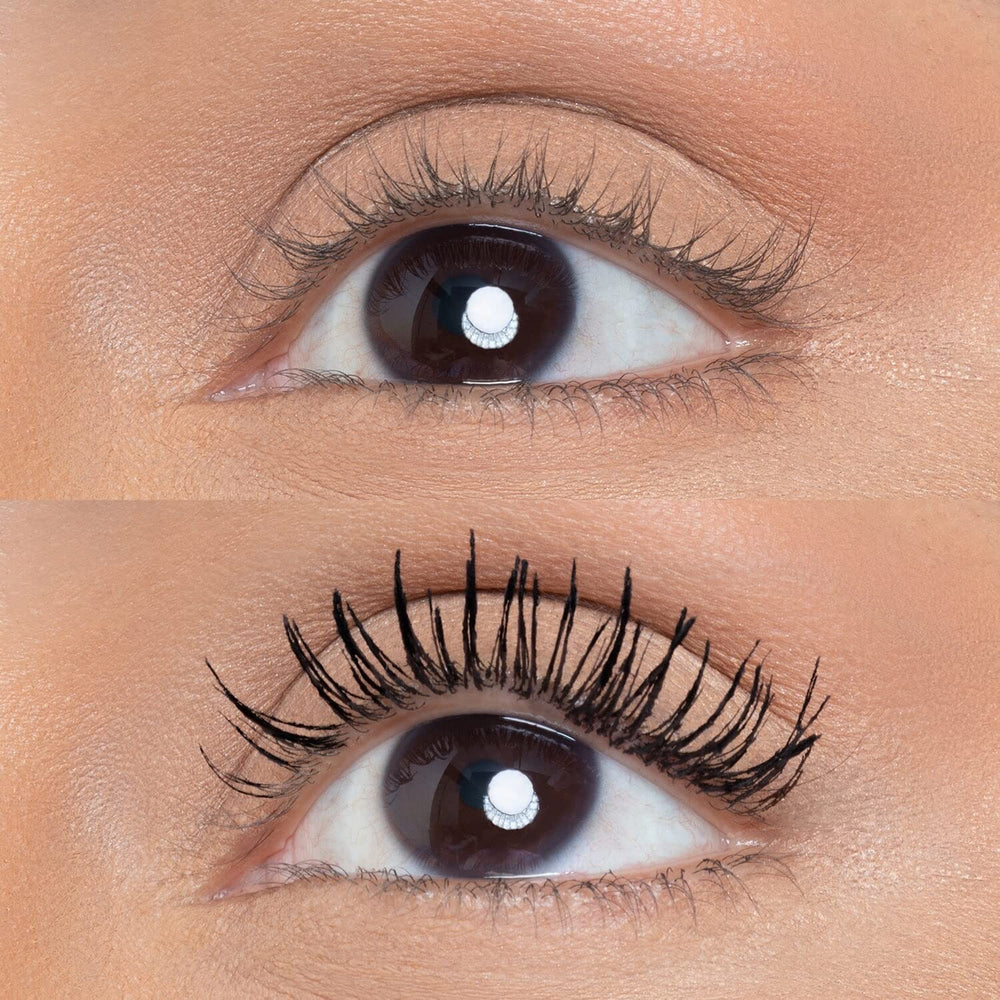 Huda Legit Lashes Avant-Après montrant l'effet sur le regard.