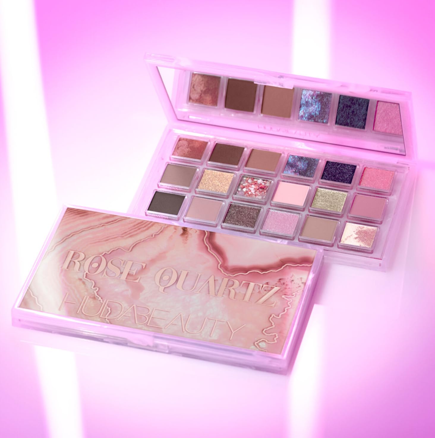 Huda Rose Quartz ensemble yeux polyvalent pour un smoky ou naturel.