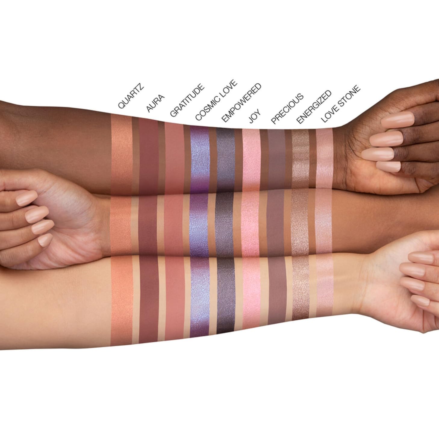 Huda Rose Quartz ombres mats veloutées pour transitions douces et durables.