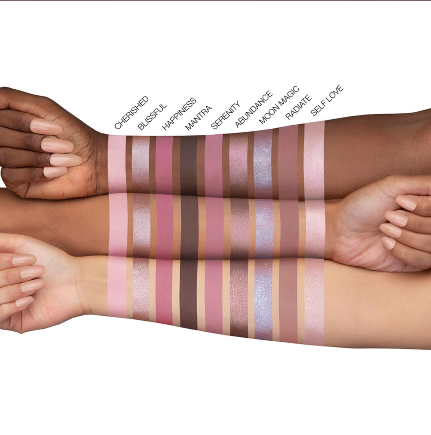 Huda Rose Quartz ombres métalliques brillants pour des looks lumineux et glamours.