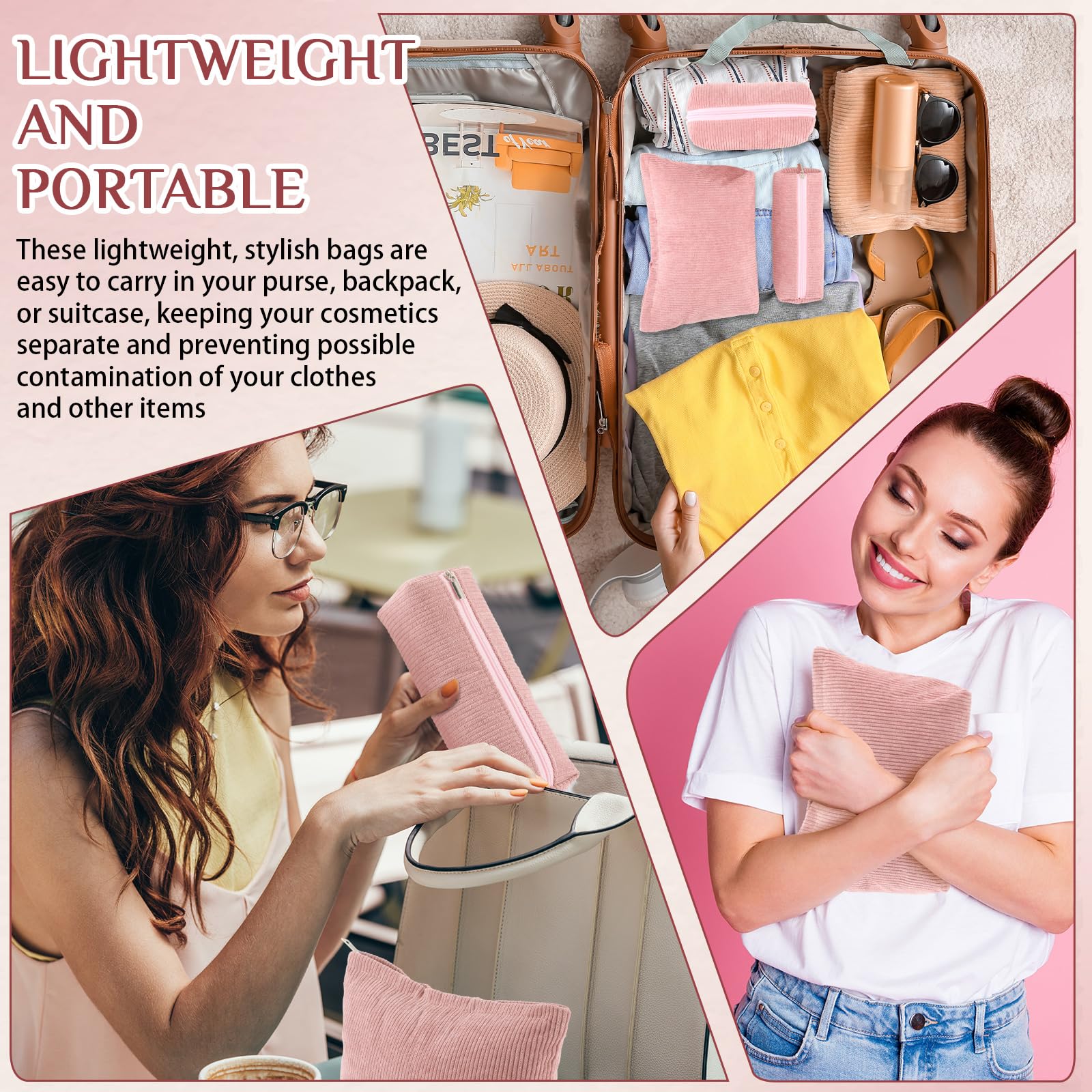 Huhumy cadeau trousse rose velours côtelé, idée élégante pour anniversaire.
