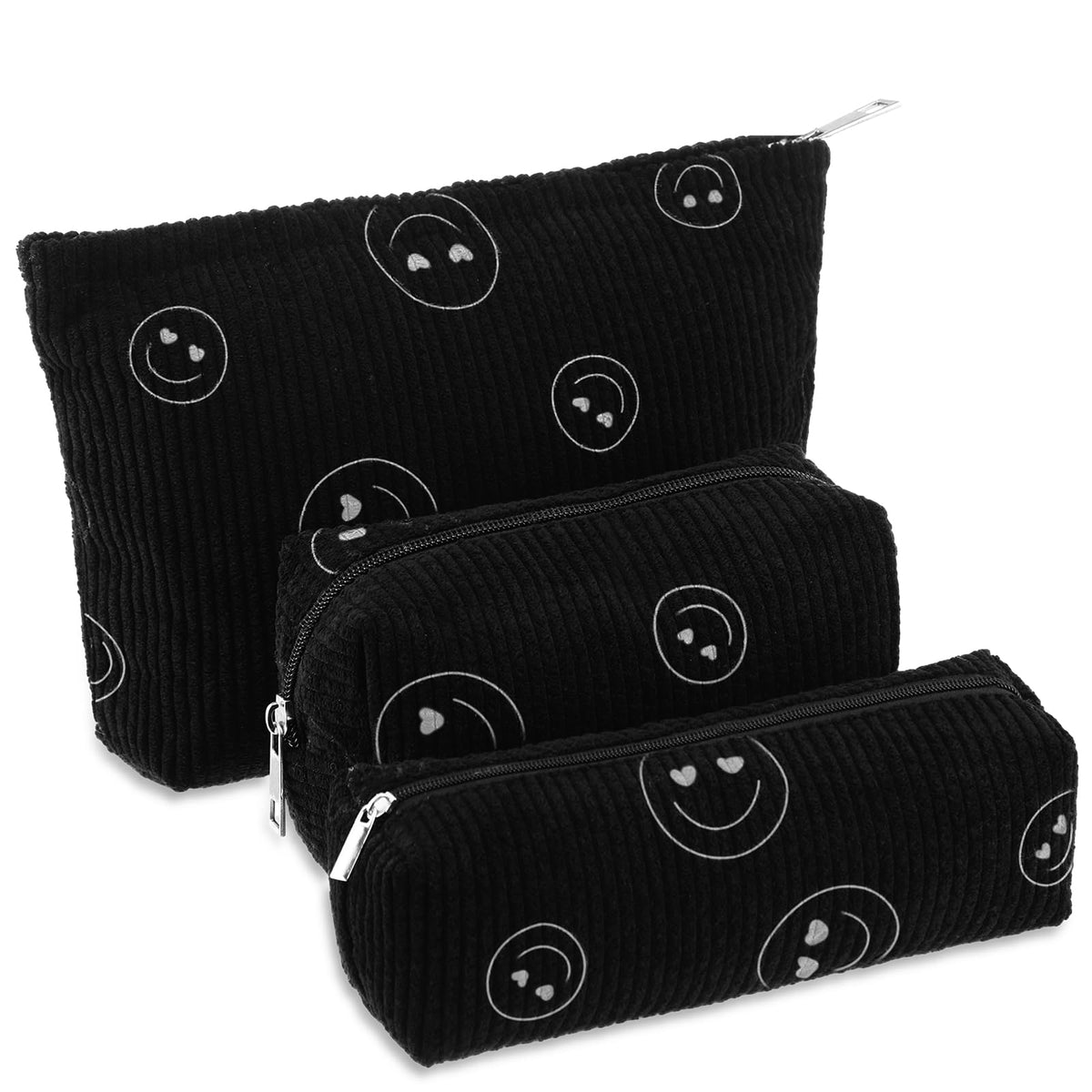 Huhumy ensemble trousses maquillage noir, rangement élégant pour voyage.