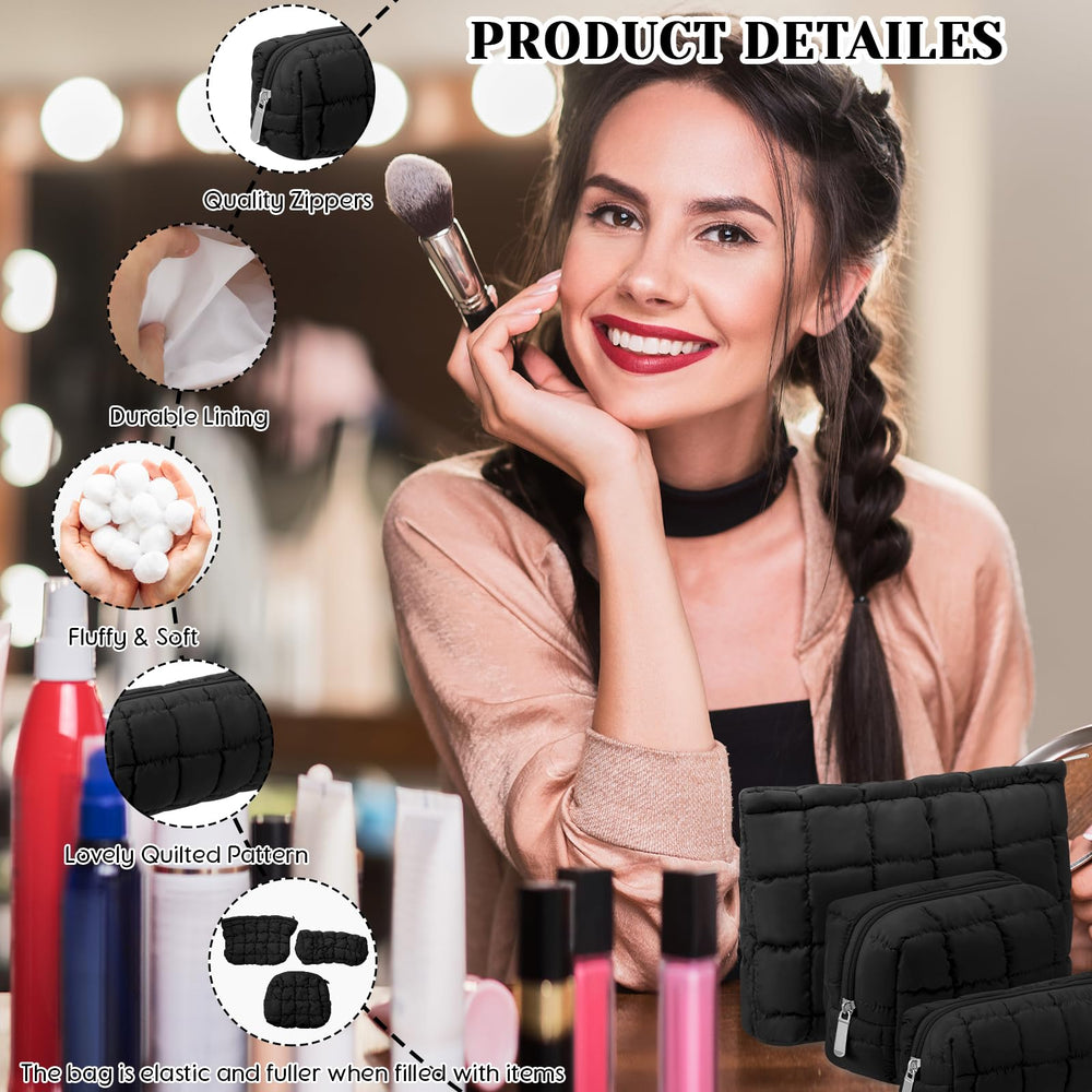 Huhumy pochette noire matelassée, rangement pinceaux et petits objets