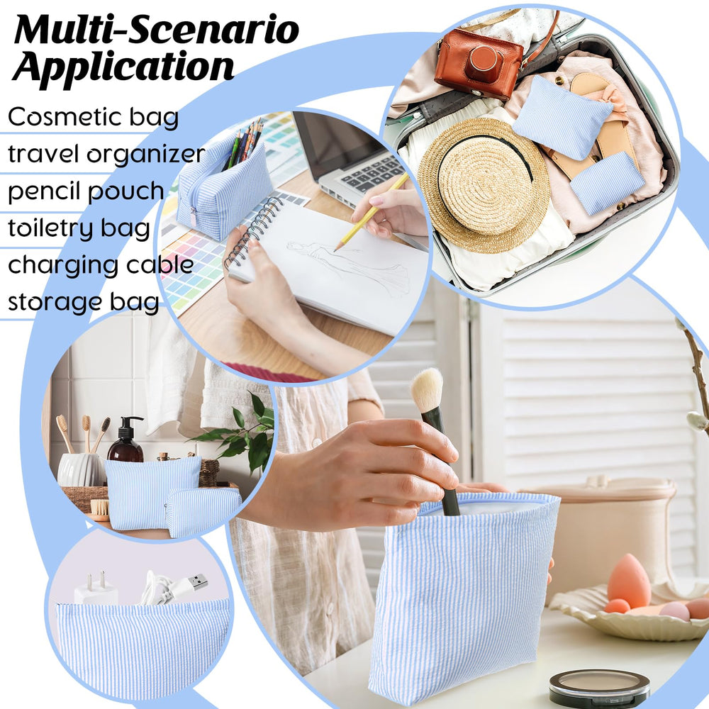 Huhumy rangement accessoires seersucker bleu solution durable et pratique