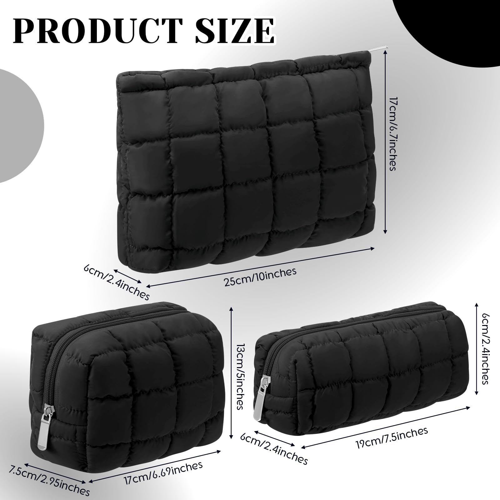 Huhumy sac maquillage quilté, motif carreaux et format compact voyage