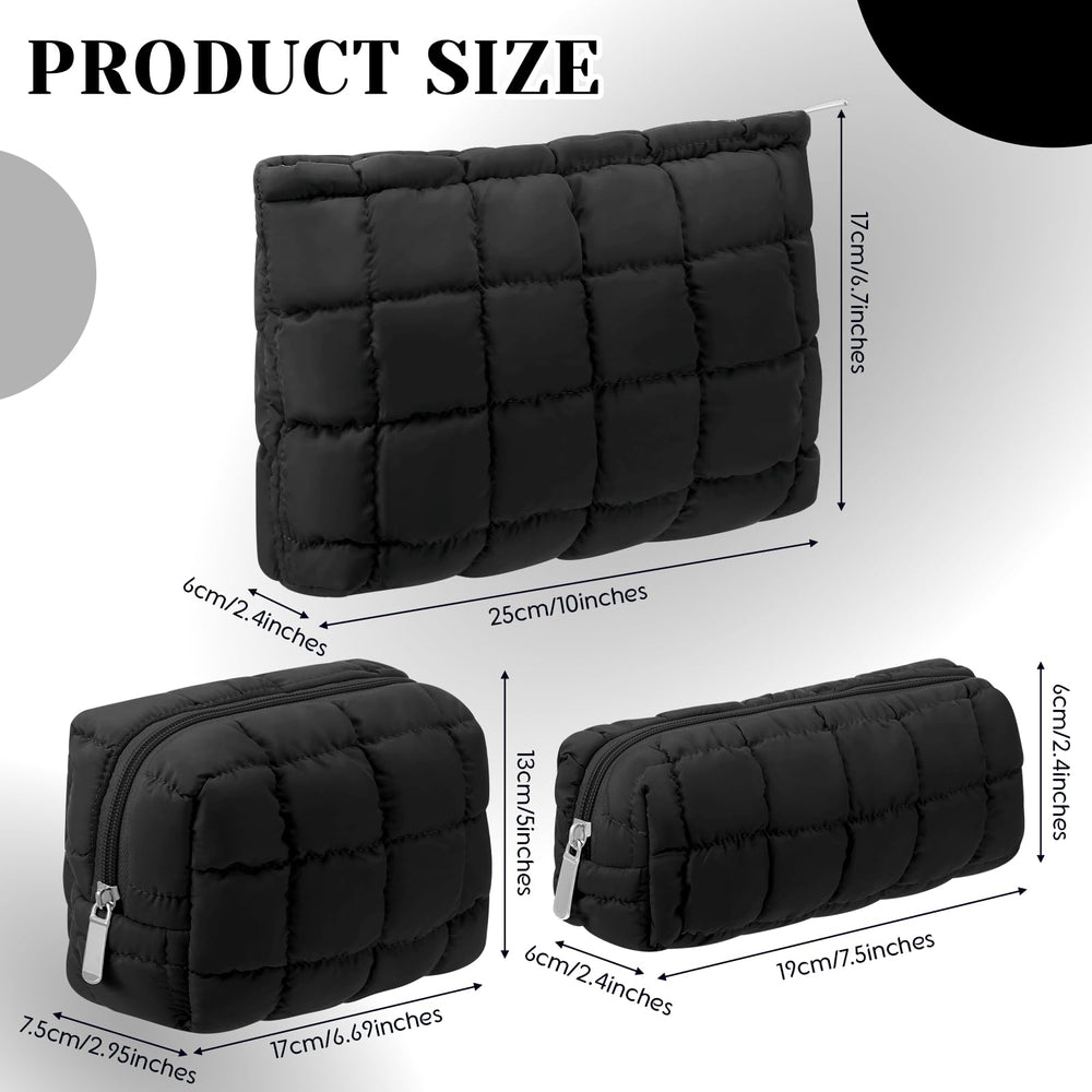 Huhumy sac maquillage quilté, motif carreaux et format compact voyage