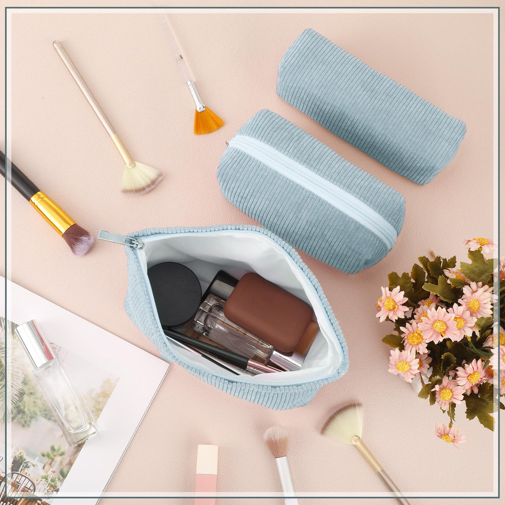 Trousse Huhumy lavable en velours bleu, doublure toile, entretien facile