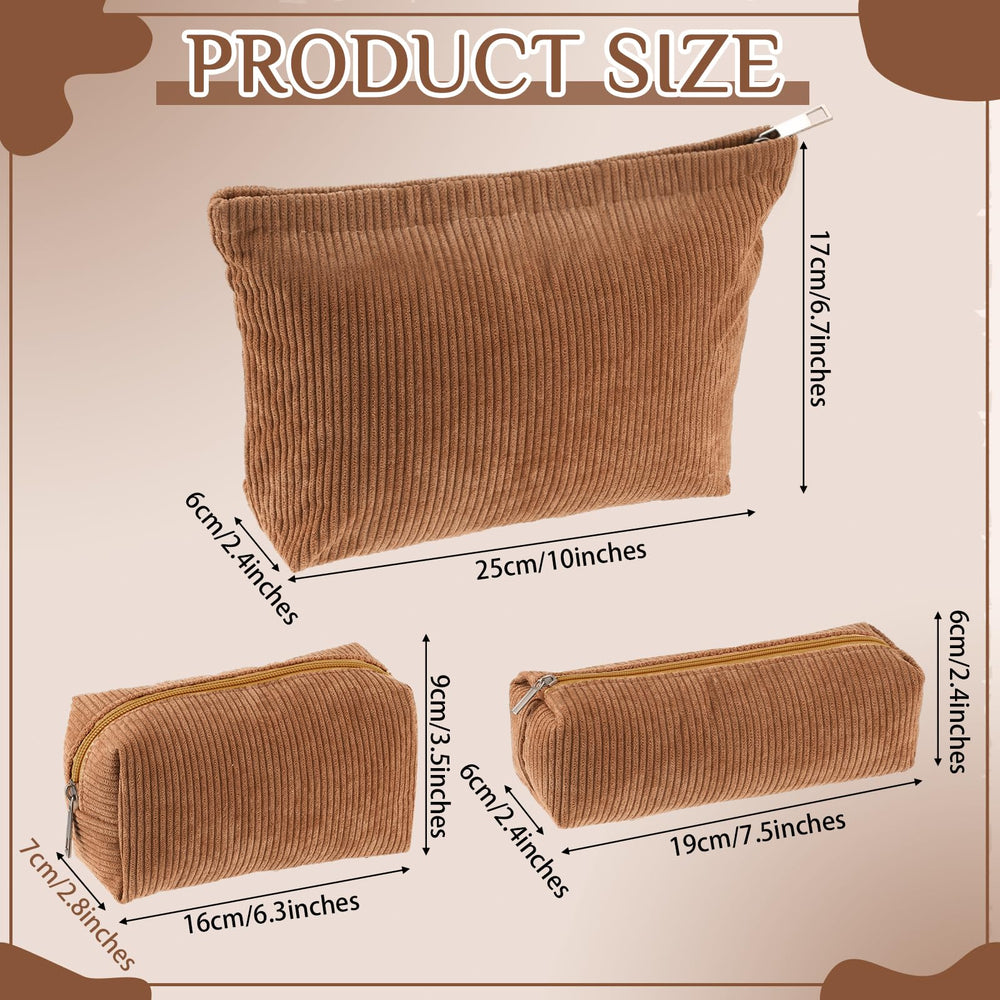 Huhumy grande trousse corduroy brun – grande capacité pour cosmétiques et accessoires