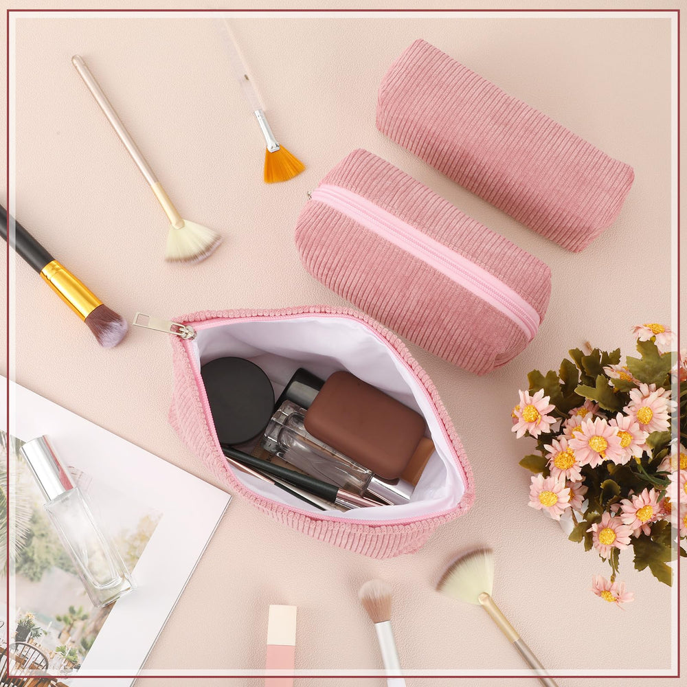 Huhumy trousse lavable velours côtelé rose, facile à nettoyer et durable.