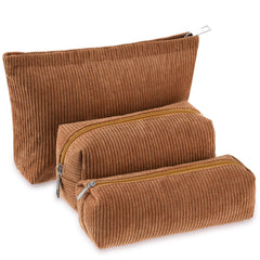 Huhumy trousse-maquillage corduroy brun ensemble – rangement élégant pour voyage