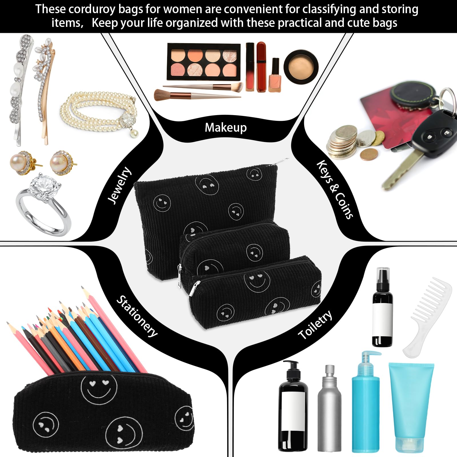 Huhumy trousse-maquillage ouverte révèle l'organisation interne pratique.