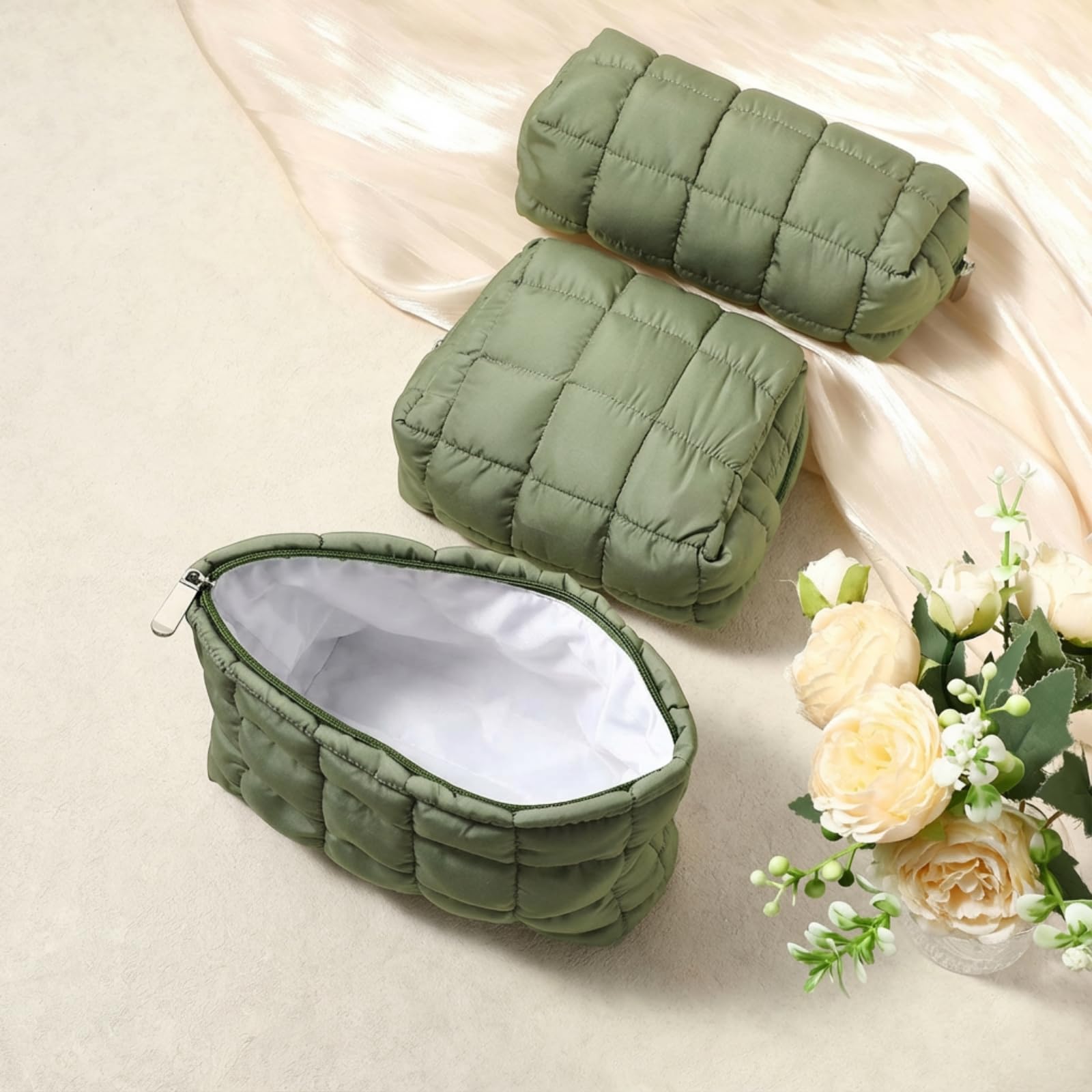 Trousse Huhumy avec plusieurs tailles, vert—idéale pour trier les produits de voyage.