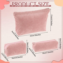 Huhumy trousse maquillage velours côtelé rose, rangement compact pour vos essentiels.