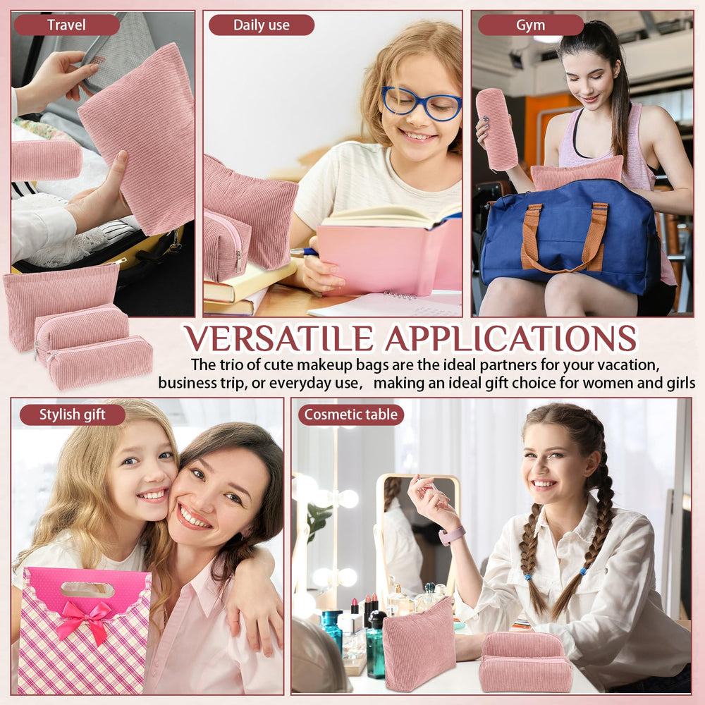 Huhumy trousse voyage compacte velours côtelé, organise maquillage et accessoires.