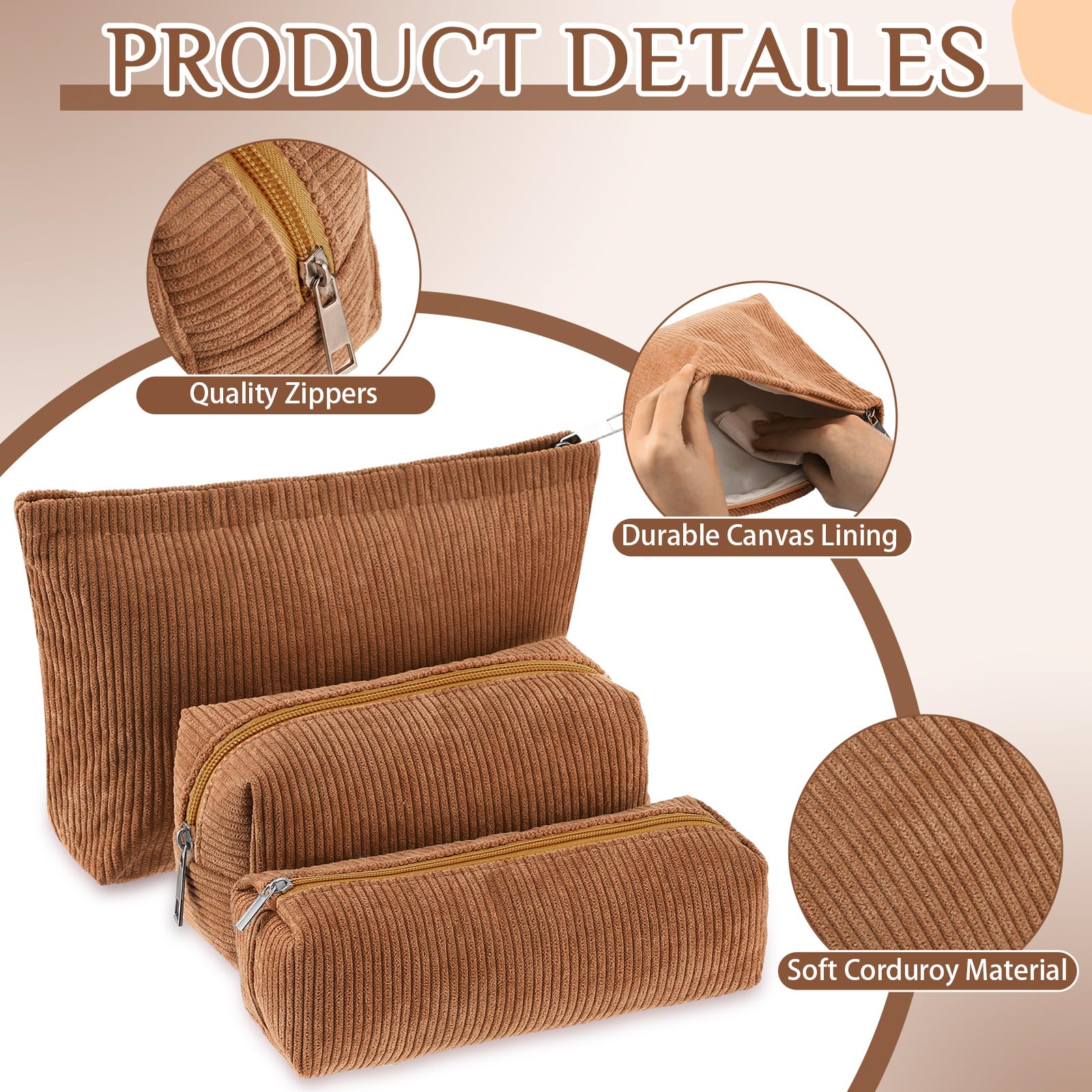 Huhumy trousse compacte corduroy brun – rangement pratique pour petits essentiels