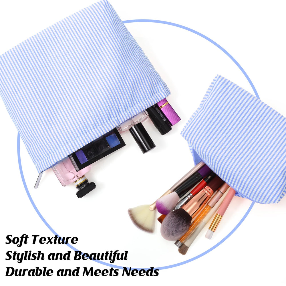 Huhumy trousse toiletries seersucker bleu protège les articles de toilette en déplacement