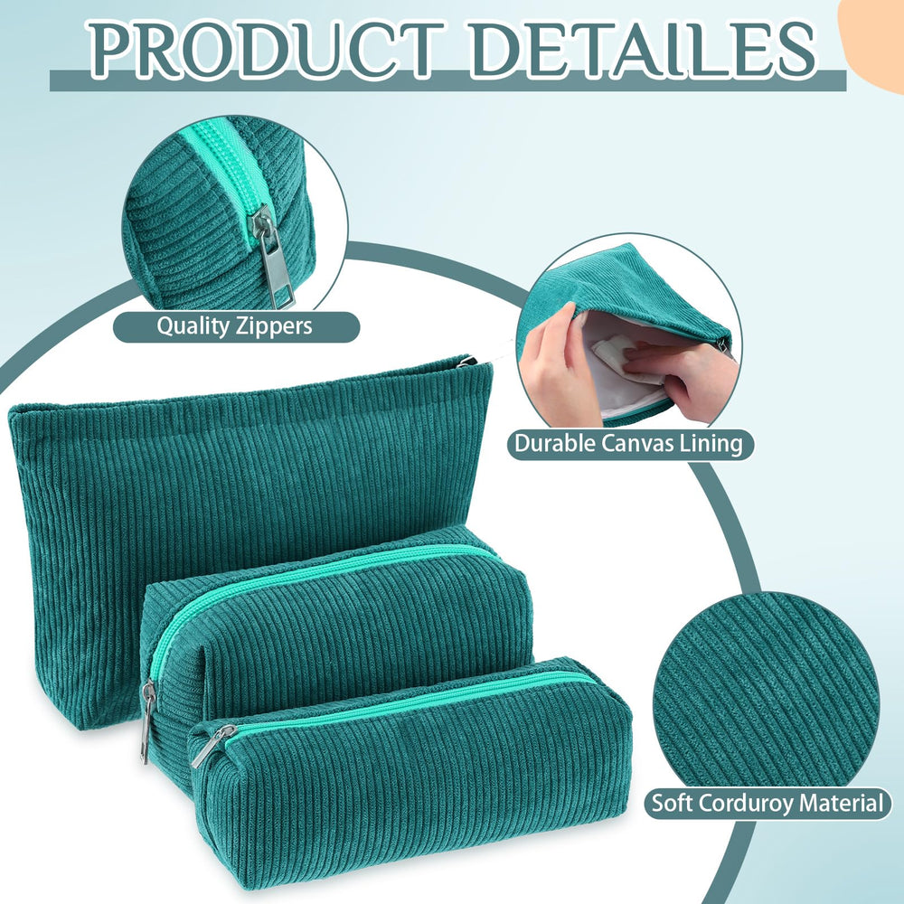 Huhumy trousse velours cotele vert sombre moyen, compartiments idéaux pour classer vos produits.