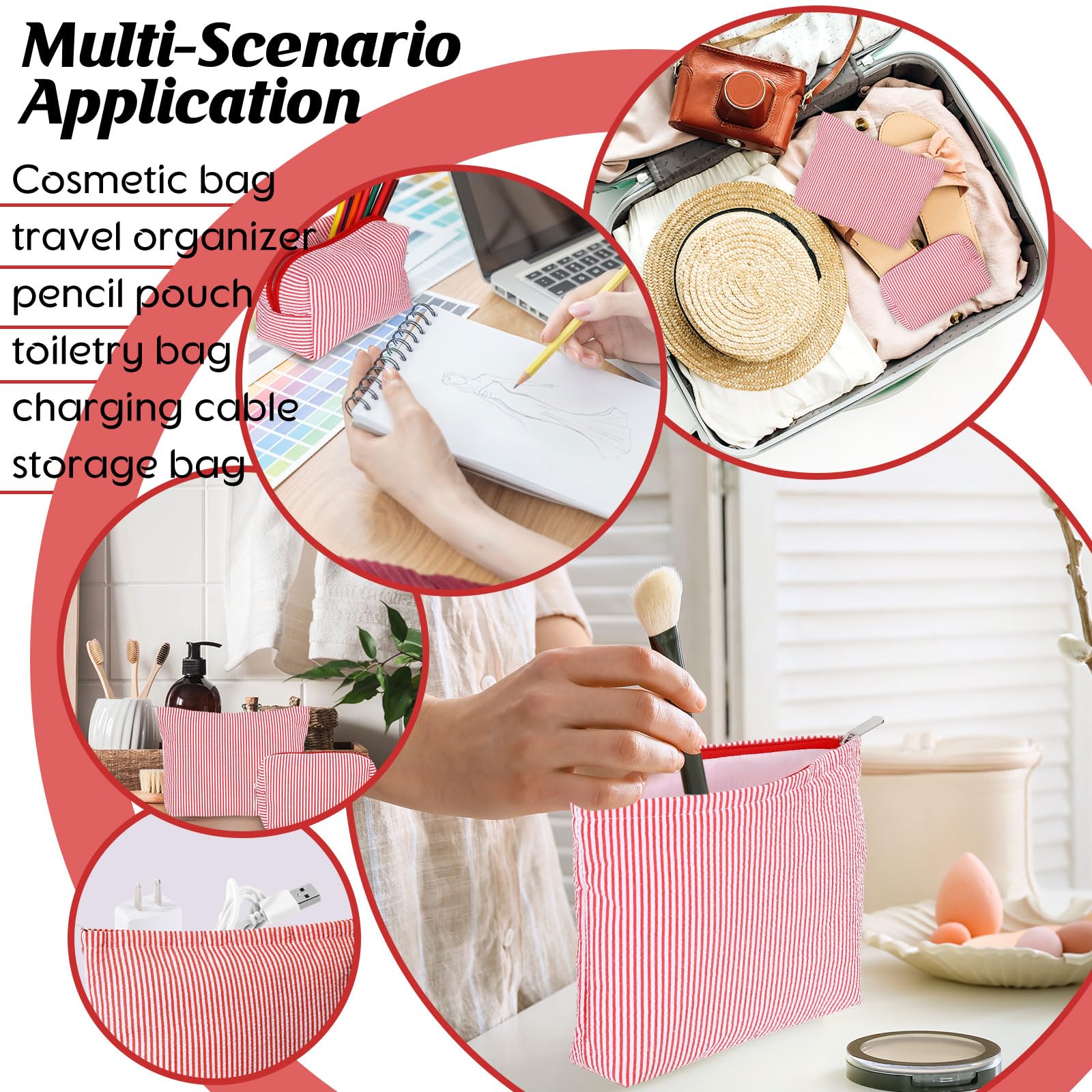 Usage voyage avec trousse rouge Huhumy, organisation compacte pour essentiels.