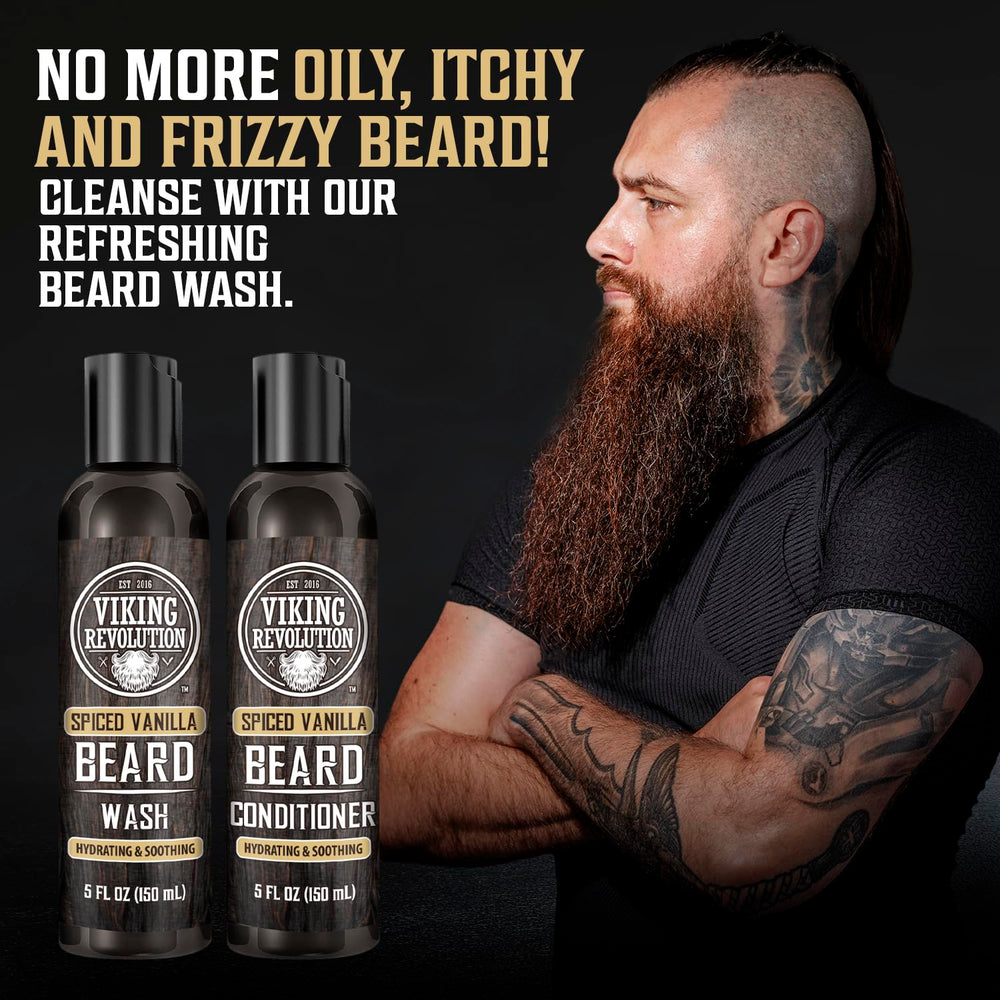 Huile-barbe Viking Revolution avec argan et jojoba, hydratation profonde et soin ciblé.