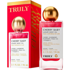 Huile corporelle Truly cerise bébé: flacon élégant pour une application fluide