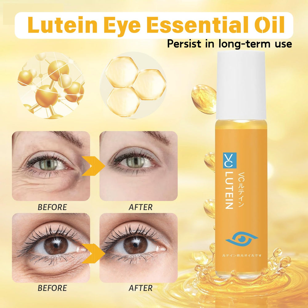 Lutein Yeux huile essentielle – flacon rose et texture légère.