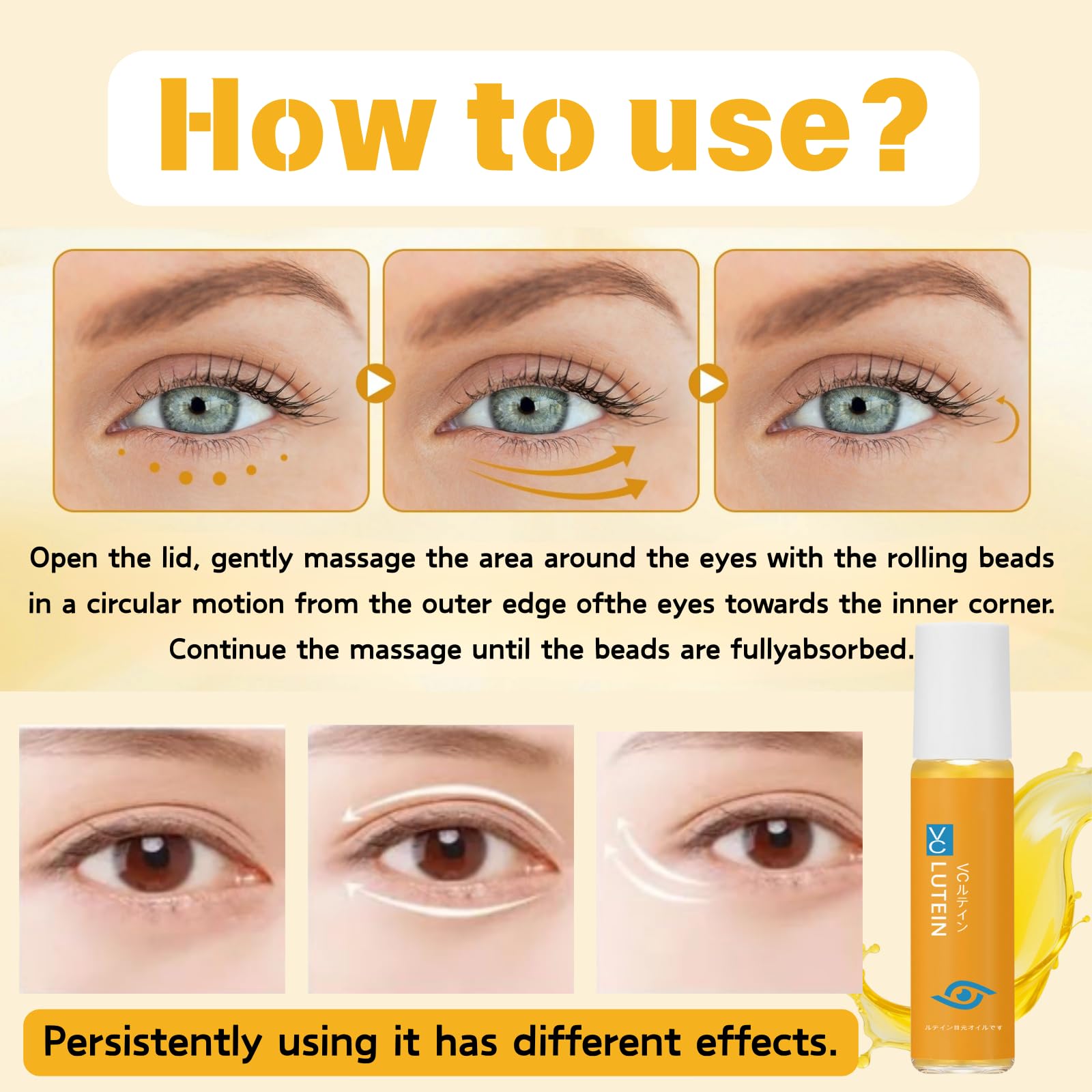 Lutein Yeux huile essentielle – adaptée à tous types de peau.